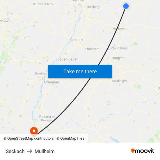 Seckach to Müllheim map