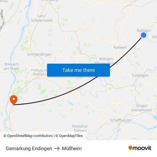 Gemarkung Endingen to Müllheim map