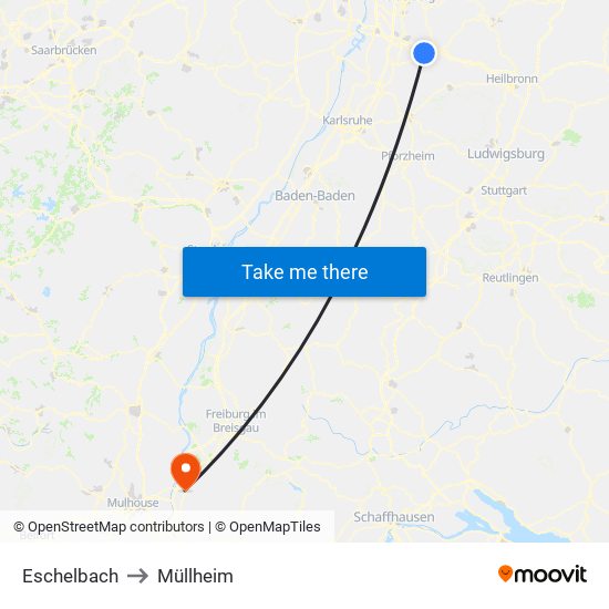 Eschelbach to Müllheim map