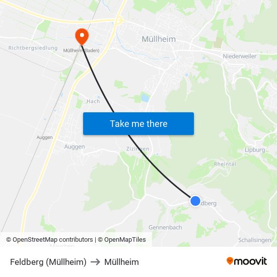 Feldberg (Müllheim) to Müllheim map