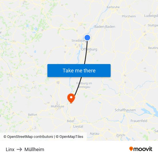 Linx to Müllheim map