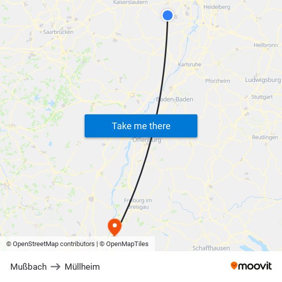 Mußbach to Müllheim map