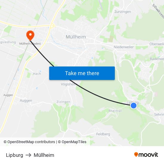 Lipburg to Müllheim map