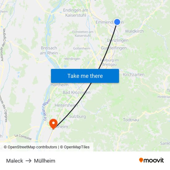 Maleck to Müllheim map