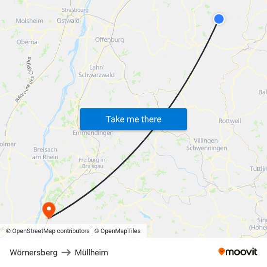 Wörnersberg to Müllheim map