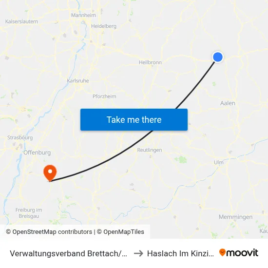 Verwaltungsverband Brettach/Jagst to Haslach Im Kinzigtal map