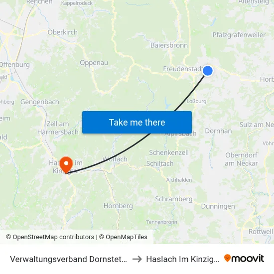 Verwaltungsverband Dornstetten to Haslach Im Kinzigtal map