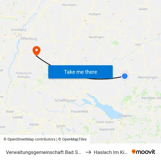 Verwaltungsgemeinschaft Bad Schussenried to Haslach Im Kinzigtal map