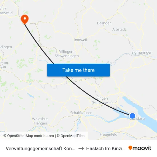 Verwaltungsgemeinschaft Konstanz to Haslach Im Kinzigtal map
