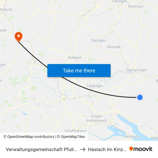 Verwaltungsgemeinschaft Pfullendorf to Haslach Im Kinzigtal map