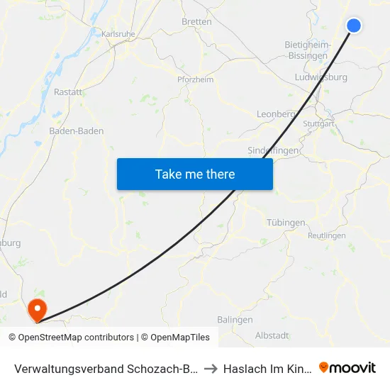 Verwaltungsverband Schozach-Bottwartal to Haslach Im Kinzigtal map