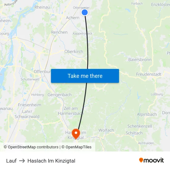 Lauf to Haslach Im Kinzigtal map