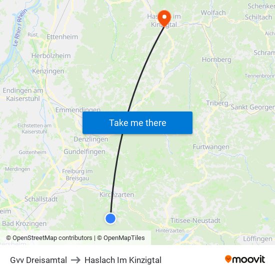 Gvv Dreisamtal to Haslach Im Kinzigtal map