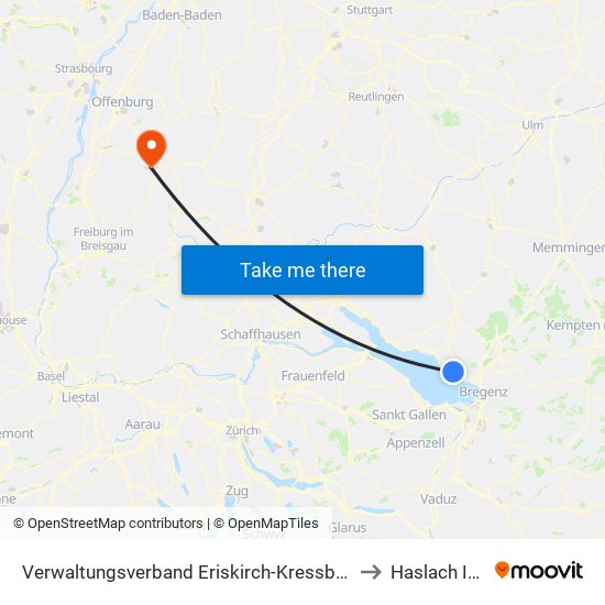 Verwaltungsverband Eriskirch-Kressbronn am Bodensee-Langenargen to Haslach Im Kinzigtal map