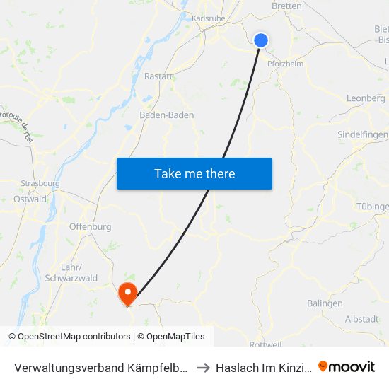 Verwaltungsverband Kämpfelbachtal to Haslach Im Kinzigtal map