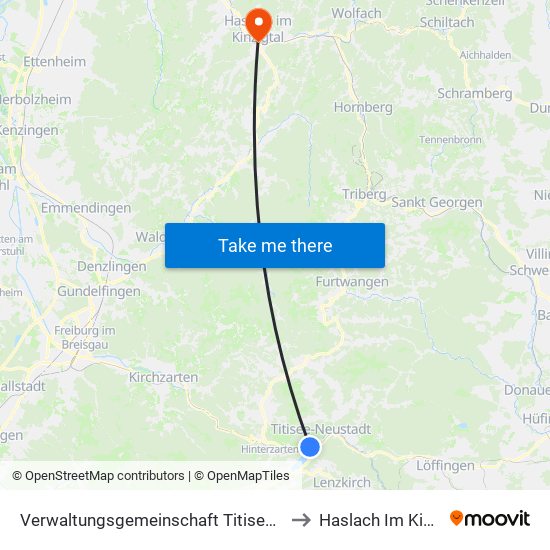 Verwaltungsgemeinschaft Titisee-Neustadt to Haslach Im Kinzigtal map