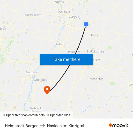 Helmstadt-Bargen to Haslach Im Kinzigtal map