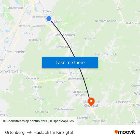 Ortenberg to Haslach Im Kinzigtal map