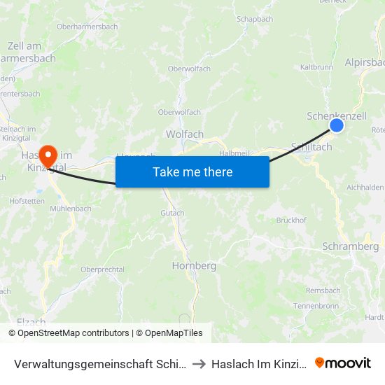 Verwaltungsgemeinschaft Schiltach to Haslach Im Kinzigtal map