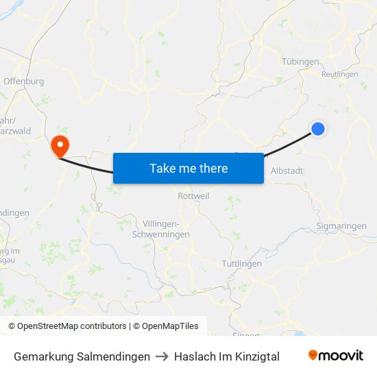 Gemarkung Salmendingen to Haslach Im Kinzigtal map
