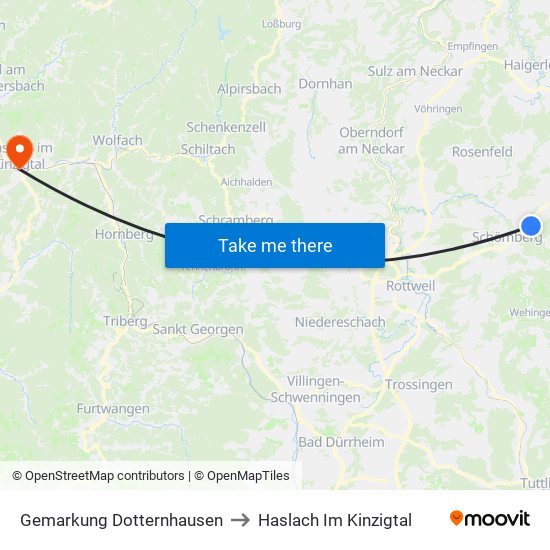 Gemarkung Dotternhausen to Haslach Im Kinzigtal map