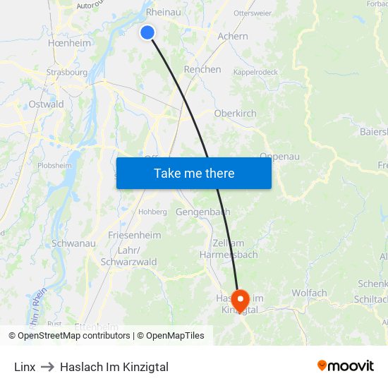 Linx to Haslach Im Kinzigtal map