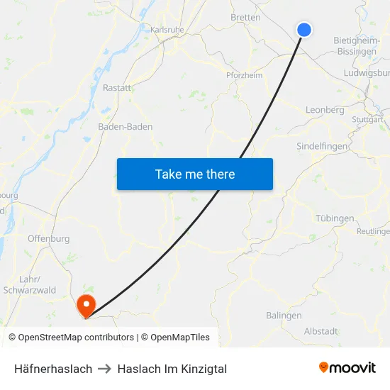 Häfnerhaslach to Haslach Im Kinzigtal map