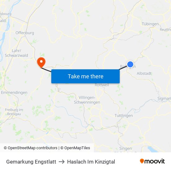 Gemarkung Engstlatt to Haslach Im Kinzigtal map