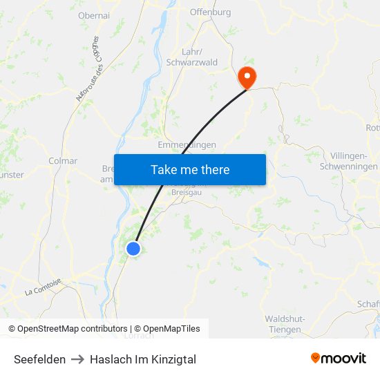 Seefelden to Haslach Im Kinzigtal map