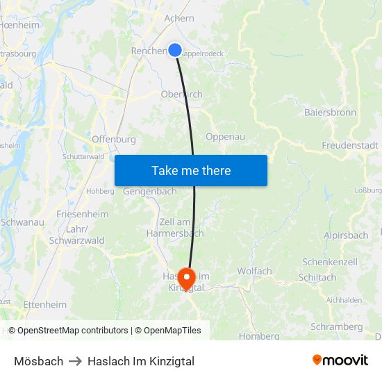 Mösbach to Haslach Im Kinzigtal map