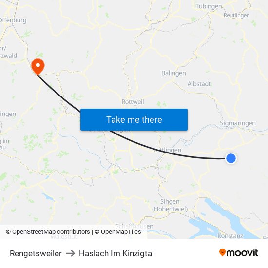 Rengetsweiler to Haslach Im Kinzigtal map