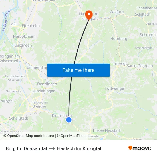 Burg Im Dreisamtal to Haslach Im Kinzigtal map