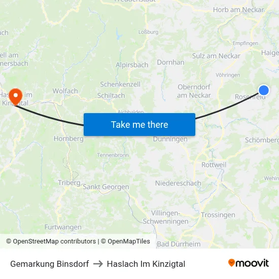 Gemarkung Binsdorf to Haslach Im Kinzigtal map