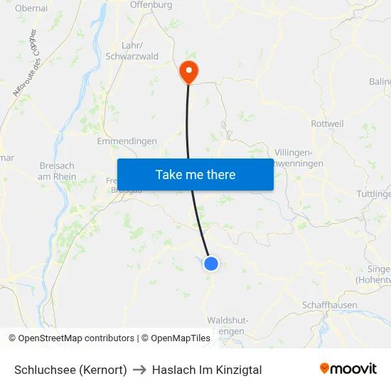 Schluchsee (Kernort) to Haslach Im Kinzigtal map