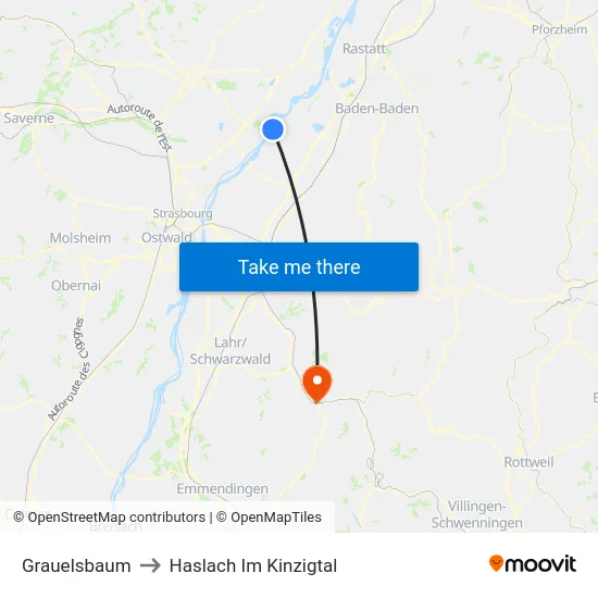 Grauelsbaum to Haslach Im Kinzigtal map