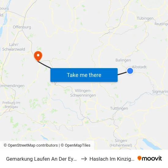 Gemarkung Laufen An Der Eyach to Haslach Im Kinzigtal map