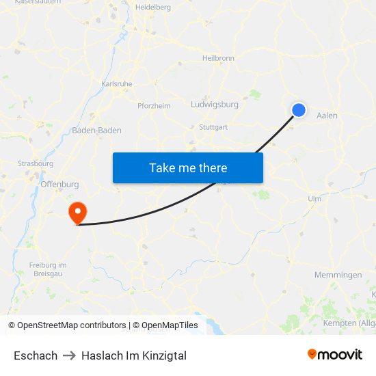 Eschach to Haslach Im Kinzigtal map