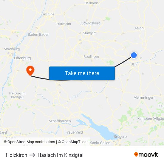 Holzkirch to Haslach Im Kinzigtal map