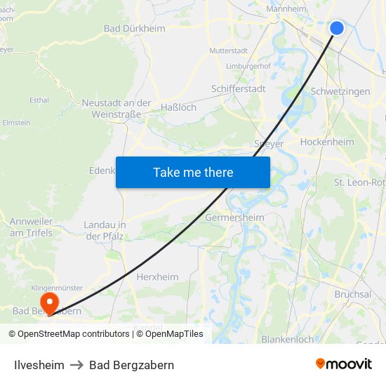 Ilvesheim to Bad Bergzabern map