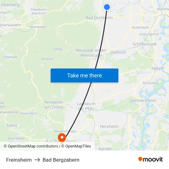 Freinsheim to Bad Bergzabern map