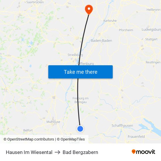 Hausen Im Wiesental to Bad Bergzabern map