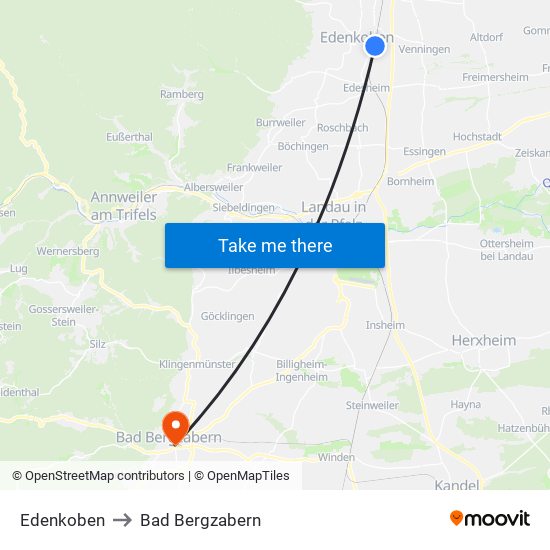 Edenkoben to Bad Bergzabern map