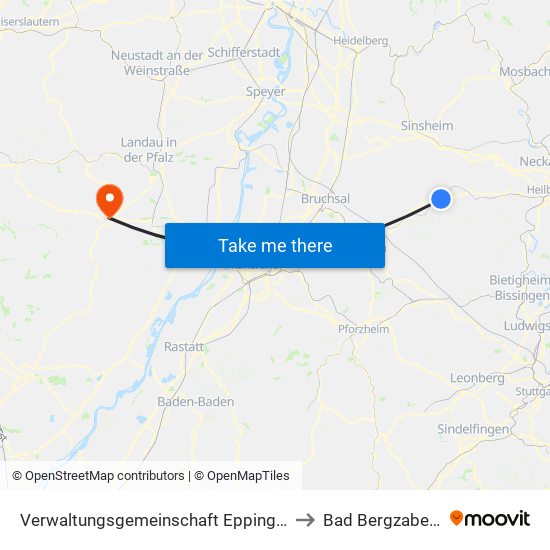 Verwaltungsgemeinschaft Eppingen to Bad Bergzabern map