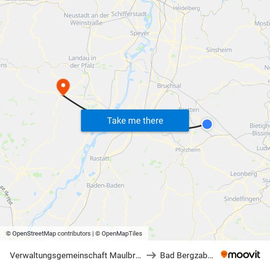 Verwaltungsgemeinschaft Maulbronn to Bad Bergzabern map