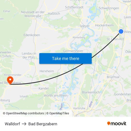 Walldorf to Bad Bergzabern map