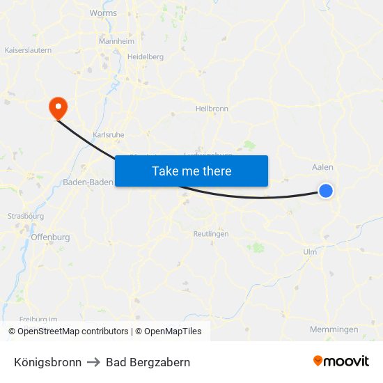 Königsbronn to Bad Bergzabern map