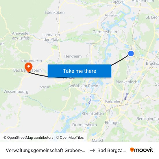 Verwaltungsgemeinschaft Graben-Neudorf to Bad Bergzabern map