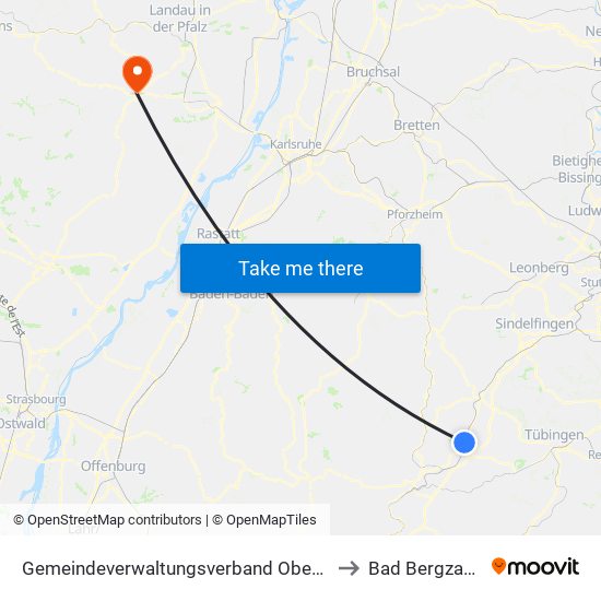 Gemeindeverwaltungsverband Oberes Gäu to Bad Bergzabern map