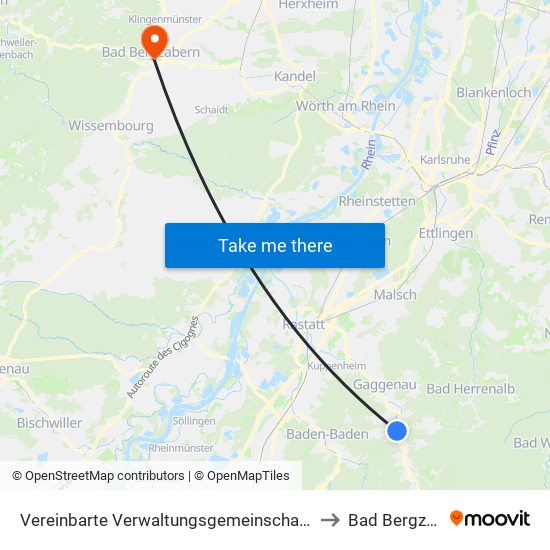 Vereinbarte Verwaltungsgemeinschaft Gernsbach to Bad Bergzabern map