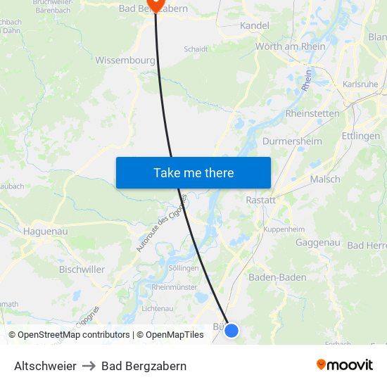 Altschweier to Bad Bergzabern map